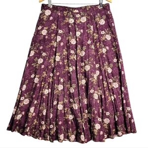 Vintage Koret Midi Skirt Purple Floral Full Swing Pockets Retro Y2K 90s Romantic
